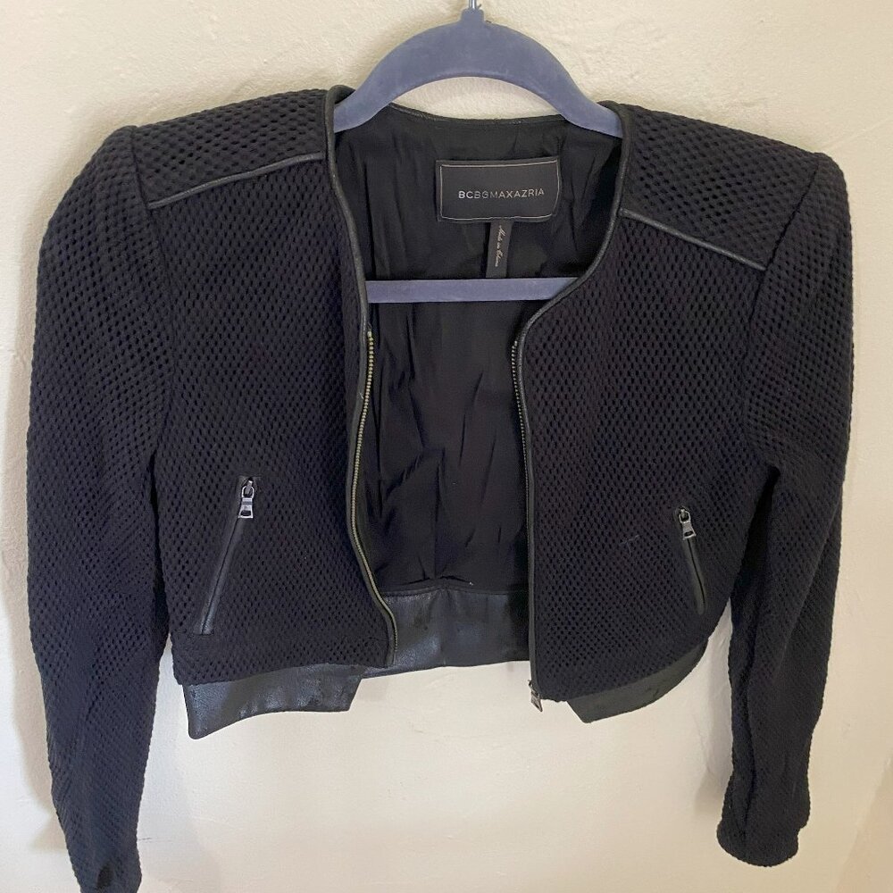 BCBG Maxazria Padded Cropped Jacket Black